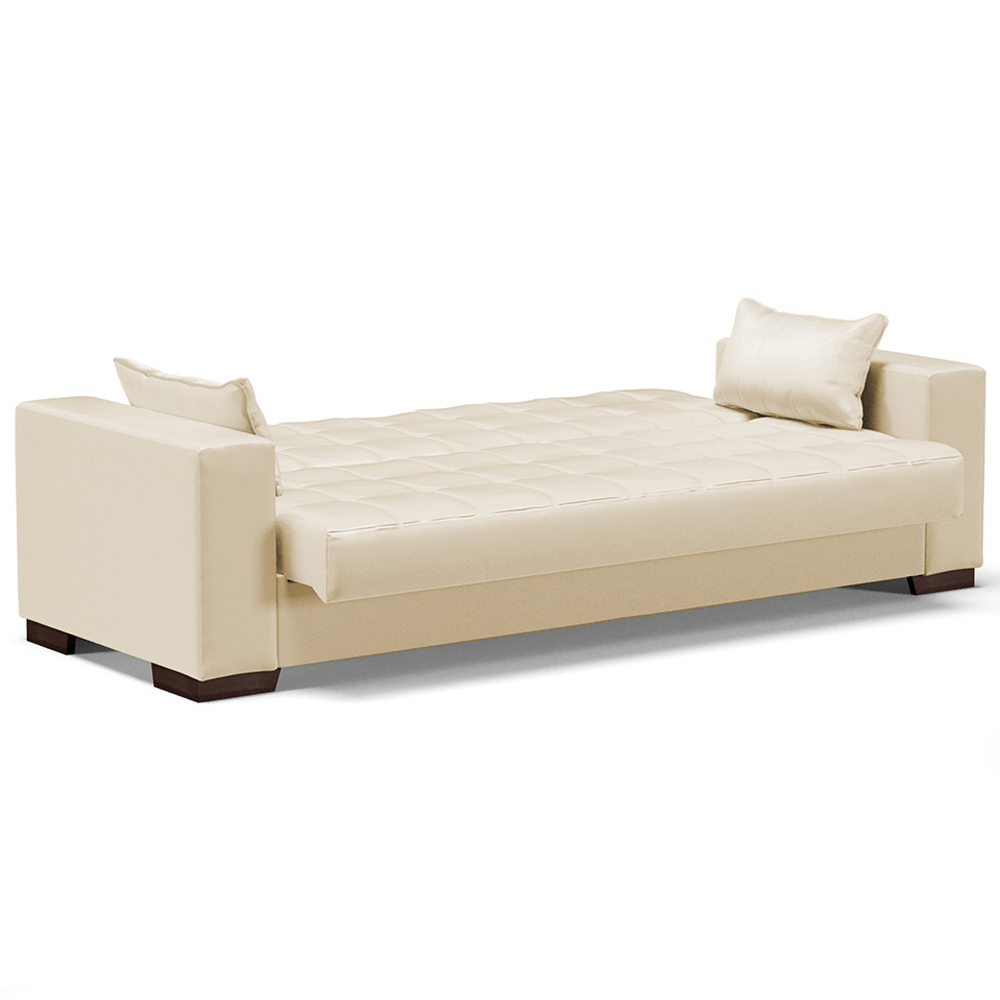Sofá Cama Decorativo 210cm Beesley Pu Bege Fosco G19 - Gran Belo