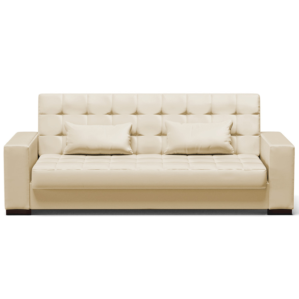 Sofá Cama Decorativo 210cm Beesley Pu Bege Fosco G19 - Gran Belo