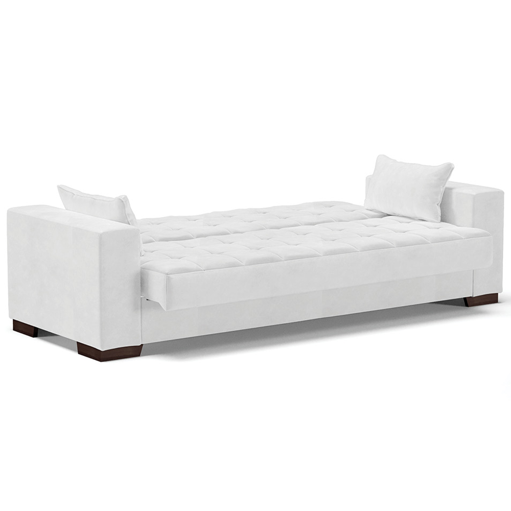 Sofá Cama Decorativo 210cm Beesley Pu Branco Brilho G19 - Gran Belo