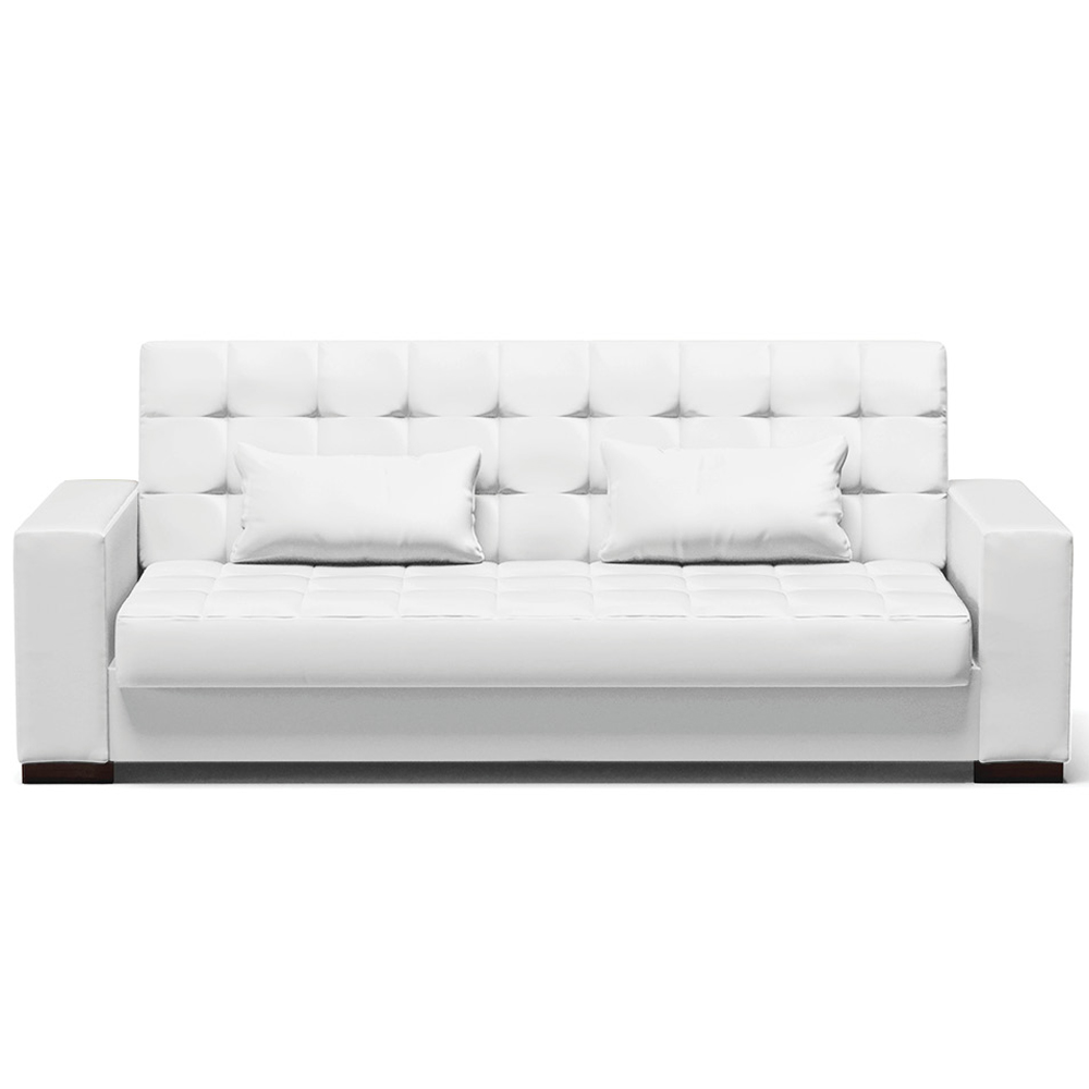 Sofá Cama Decorativo 210cm Beesley Pu Branco Fosco G19 - Gran Belo
