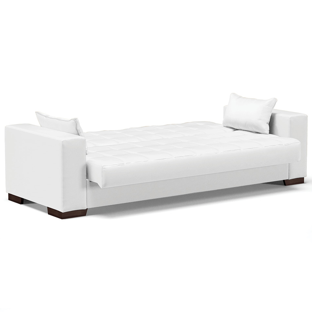Sofá Cama Decorativo 210cm Beesley Pu Branco Fosco G19 - Gran Belo
