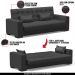 Sofá Cama Decorativo 210cm Beesley Pu Preto Fosco G19 - Gran Belo