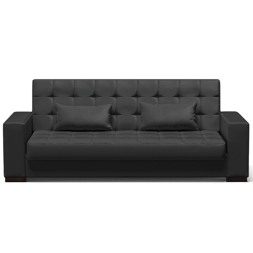 Sofá Cama Decorativo 210cm Beesley Pu Preto Fosco G19 - Gran Belo