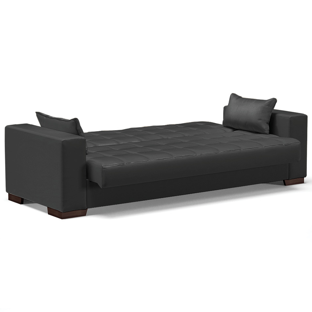Sofá Cama Decorativo 210cm Beesley Pu Preto Fosco G19 - Gran Belo