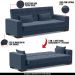 Sofá Cama Decorativo 210cm Beesley Suede Azul Marinho G19 - Gran Belo