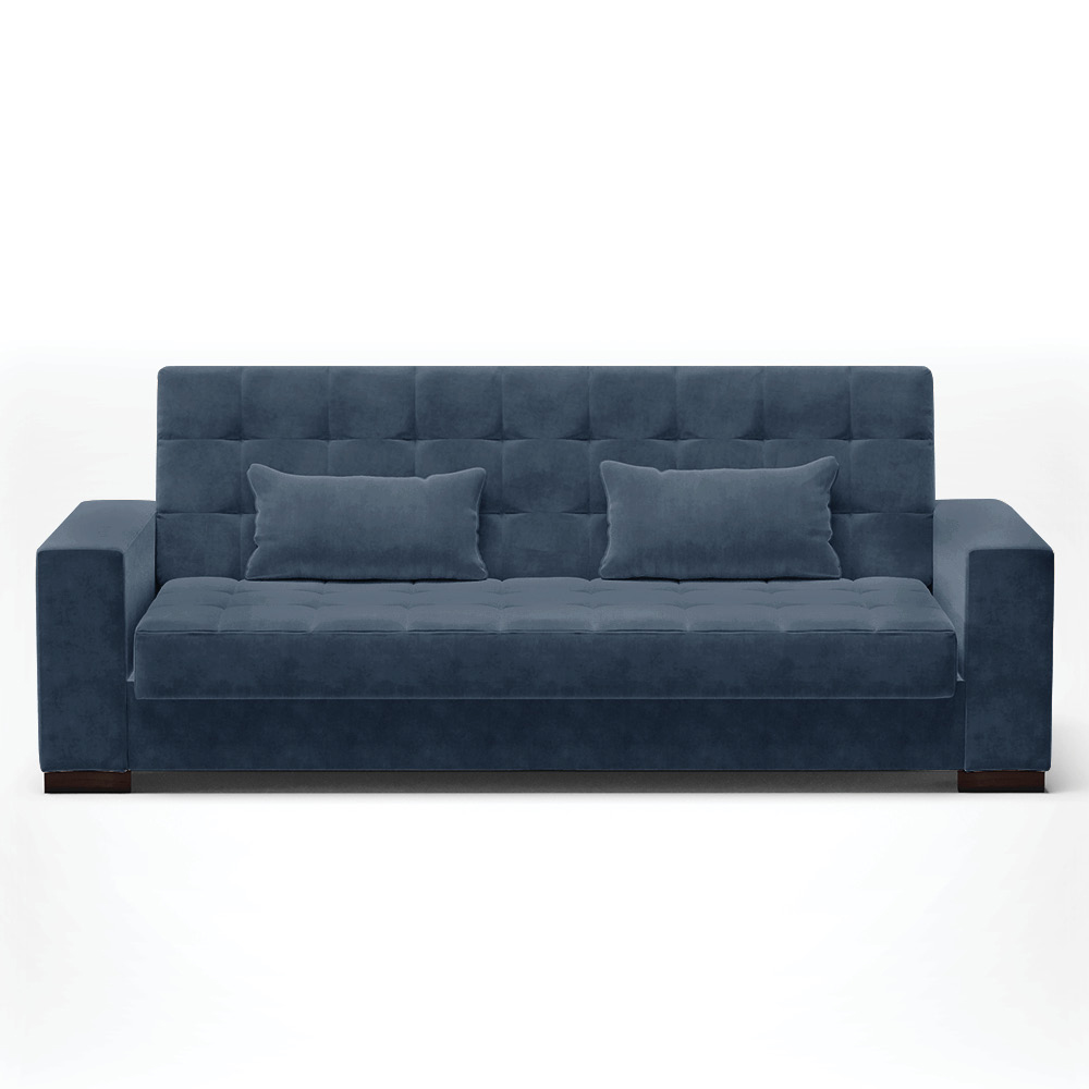 Sofá Cama Decorativo 210cm Beesley Suede Azul Marinho G19 - Gran Belo