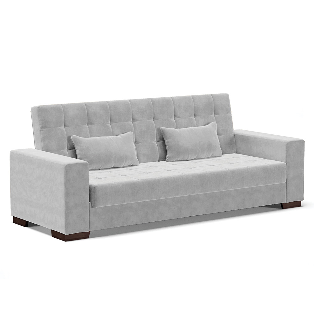 Sofá Cama Decorativo 210cm Beesley Suede Cinza G19 - Gran Belo