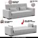 Sofá Cama Decorativo 210cm Beesley Suede Cinza G19 - Gran Belo