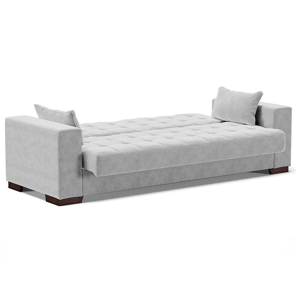 Sofá Cama Decorativo 210cm Beesley Suede Cinza G19 - Gran Belo