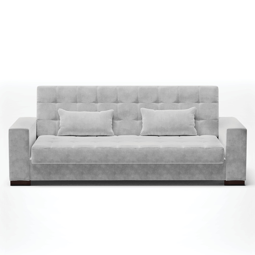 Sofá Cama Decorativo 210cm Beesley Suede Cinza G19 - Gran Belo