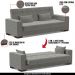 Sofá Cama Decorativo 210cm Beesley Suede Grafite G19 - Gran Belo