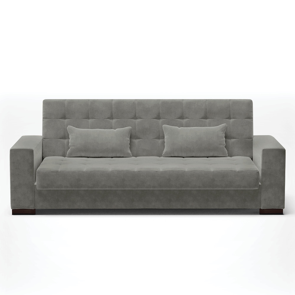 Sofá Cama Decorativo 210cm Beesley Suede Grafite G19 - Gran Belo