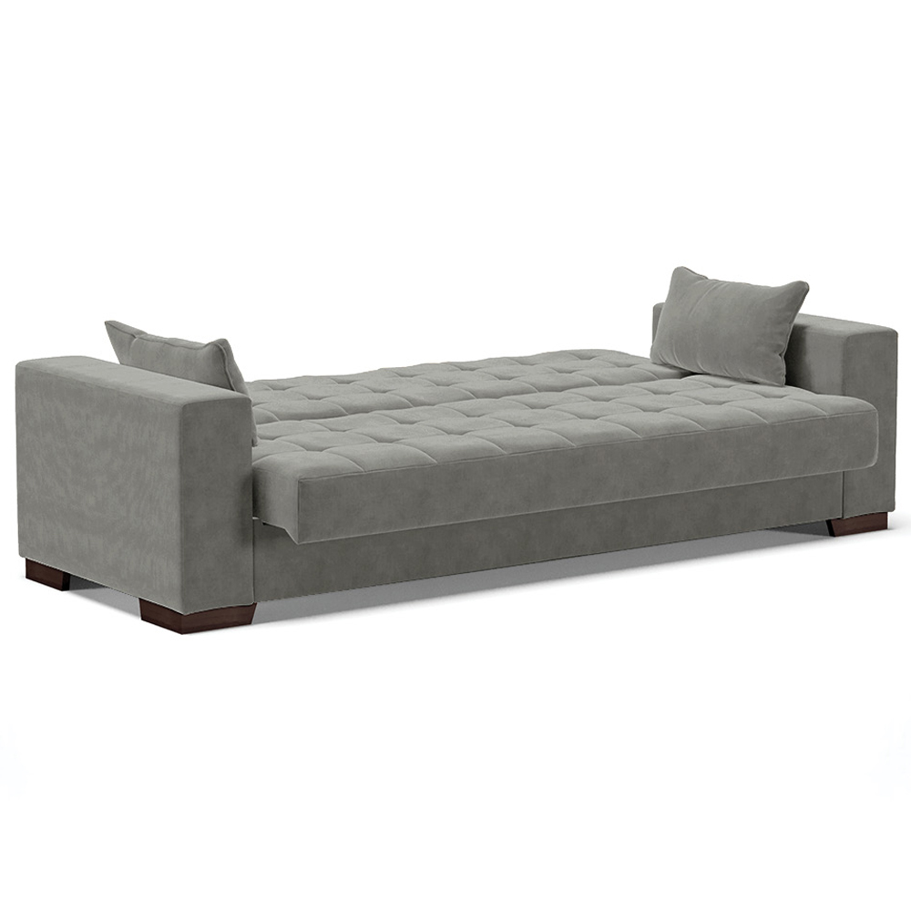 Sofá Cama Decorativo 210cm Beesley Suede Grafite G19 - Gran Belo