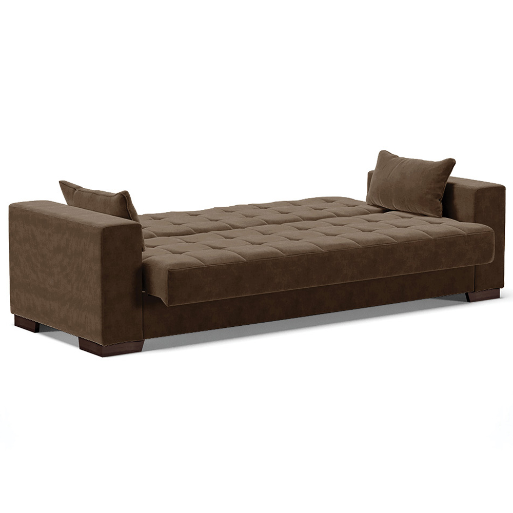 Sofá Cama Decorativo 210cm Beesley Suede Marrom G19 - Gran Belo