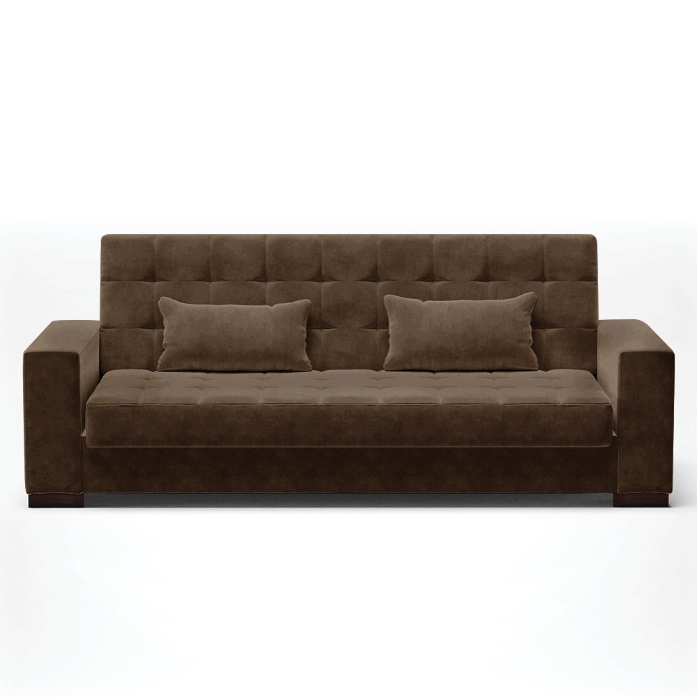 Sofá Cama Decorativo 210cm Beesley Suede Marrom G19 - Gran Belo