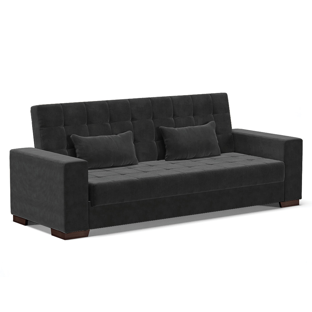 Sofá Cama Decorativo 210cm Beesley Suede Preto G19 - Gran Belo