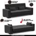 Sofá Cama Decorativo 210cm Beesley Suede Preto G19 - Gran Belo