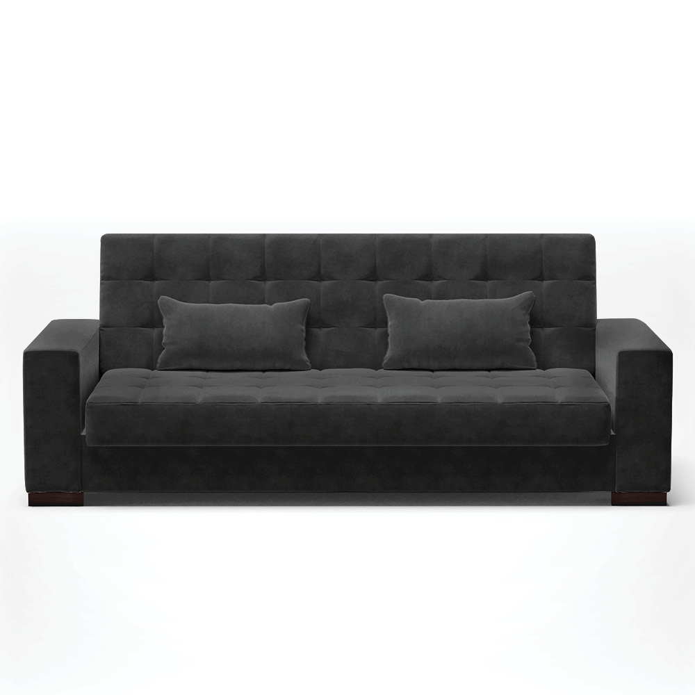 Sofá Cama Decorativo 210cm Beesley Suede Preto G19 - Gran Belo