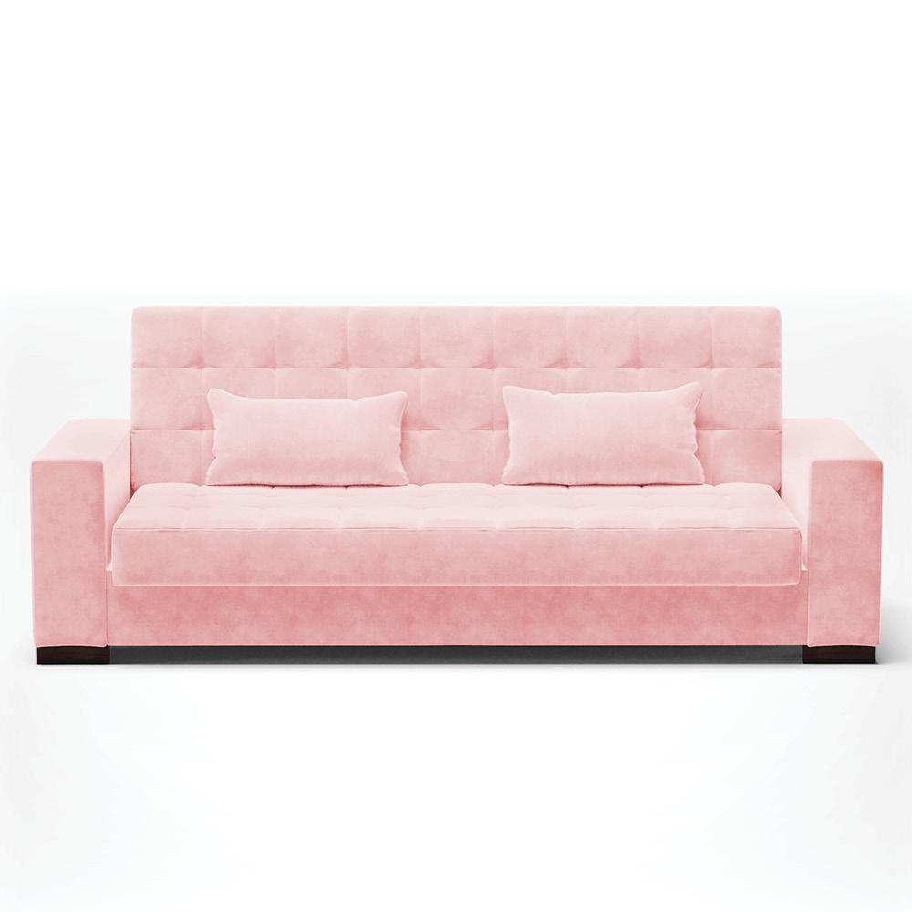 Sofá Cama Decorativo 210cm Beesley Suede Rosa G19 - Gran Belo