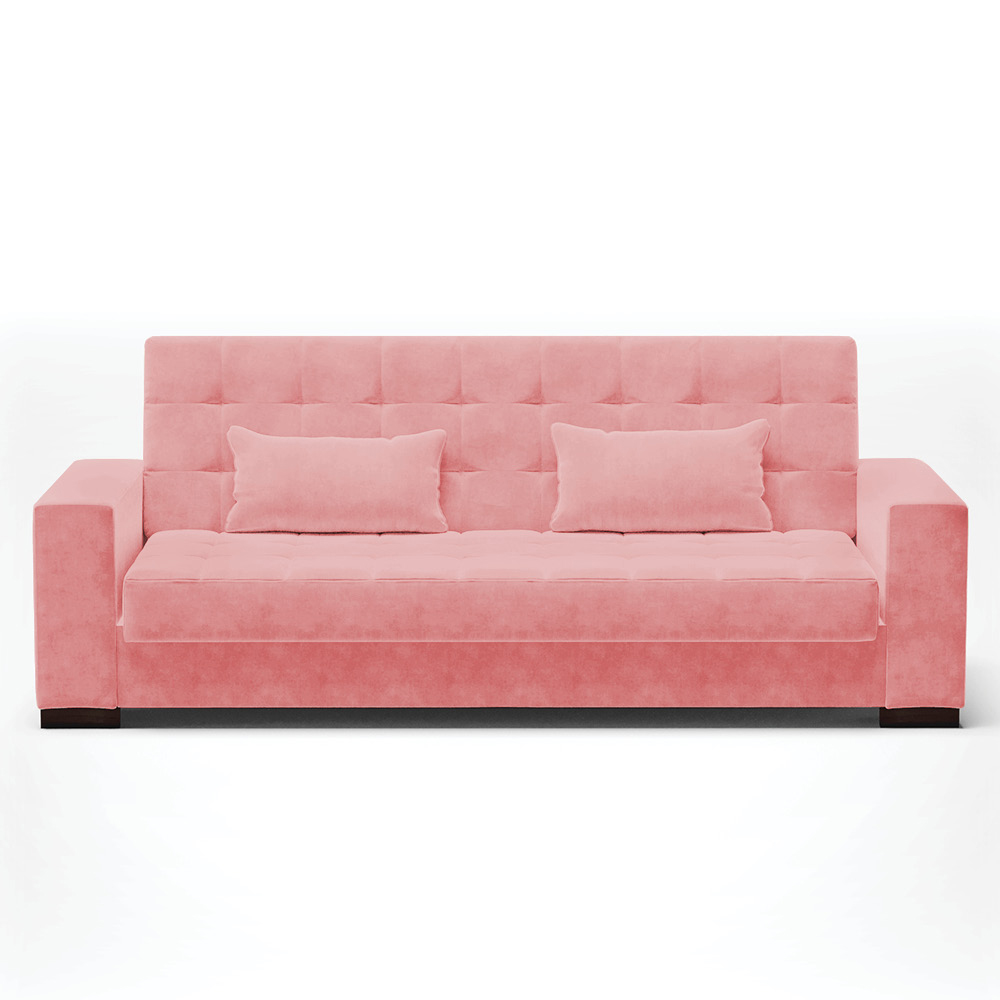 Sofá Cama Decorativo 210cm Beesley Suede Rose G19 - Gran Belo