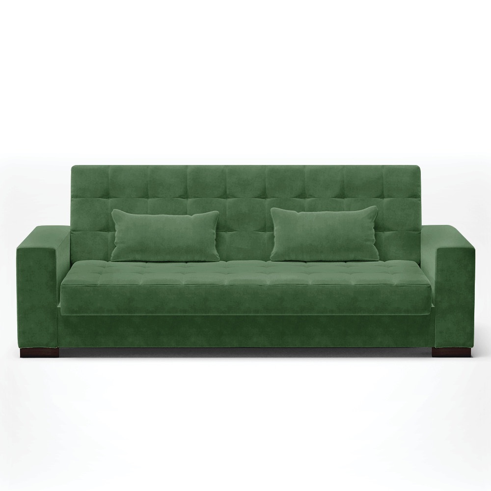 Sofá Cama Decorativo 210cm Beesley Suede Verde G19 - Gran Belo