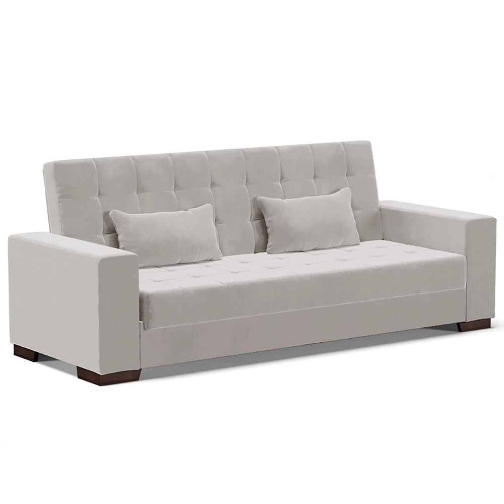 Sofá Cama Decorativo 210cm Beesley Veludo Cinza G19 - Gran Belo