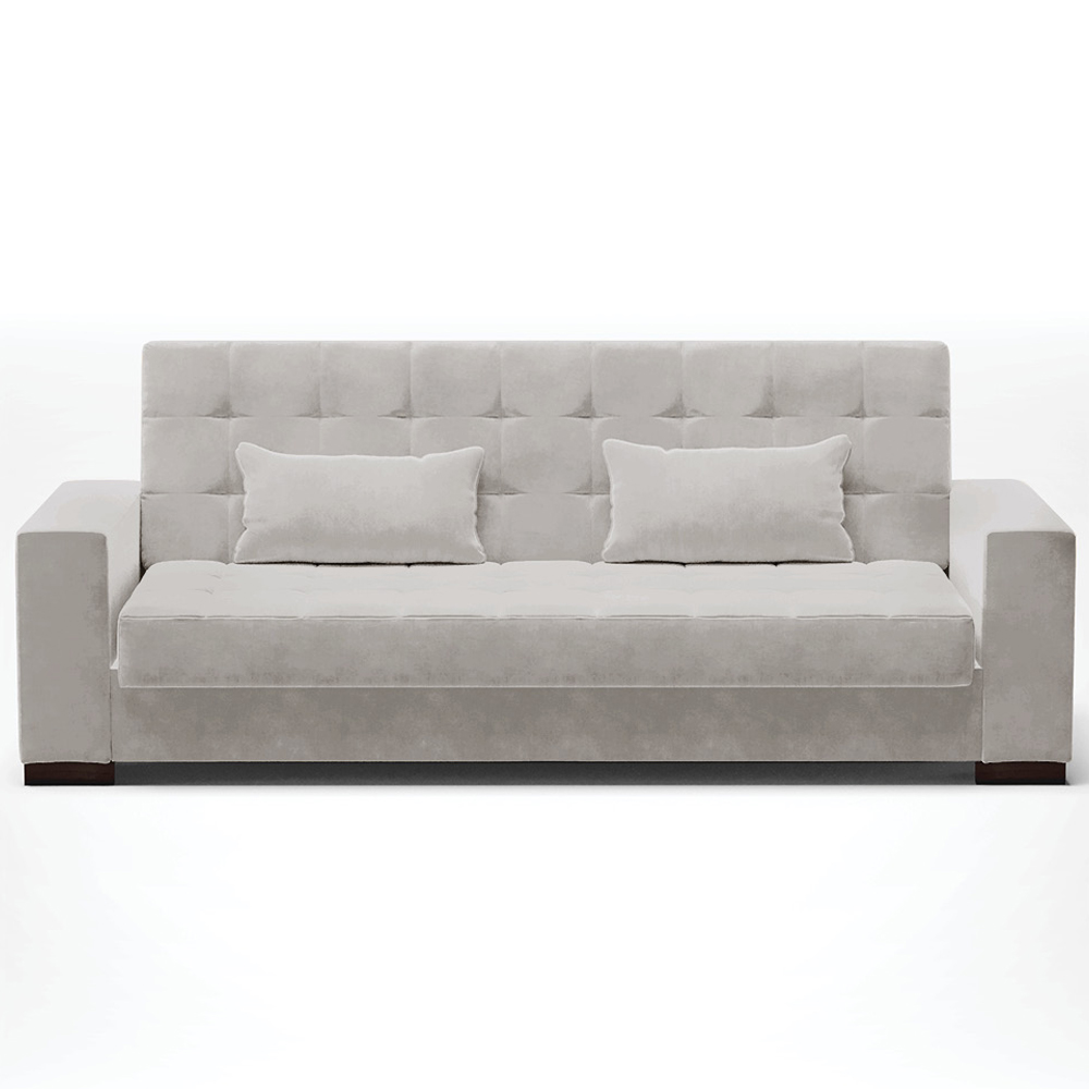 Sofá Cama Decorativo 210cm Beesley Veludo Cinza G19 - Gran Belo