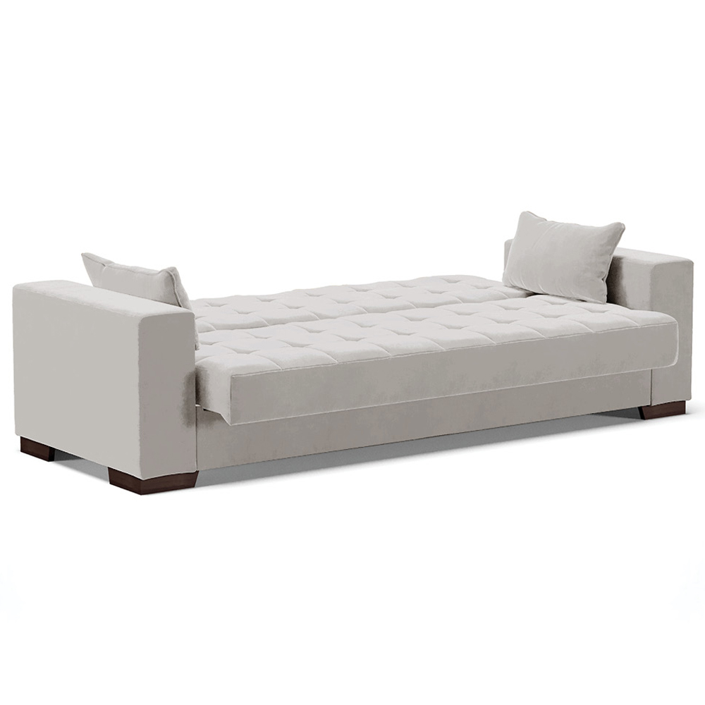 Sofá Cama Decorativo 210cm Beesley Veludo Cinza G19 - Gran Belo