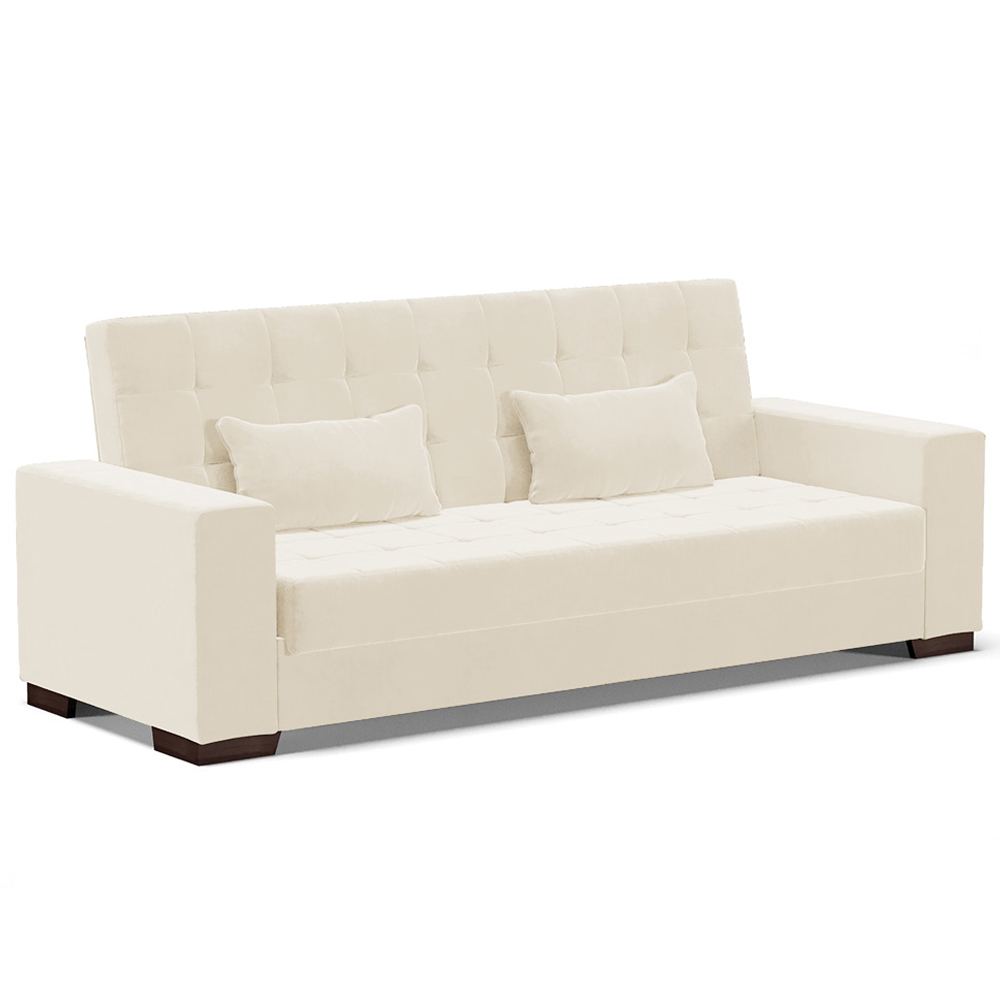 Sofá Cama Decorativo 210cm Beesley Veludo Off White G19 - Gran Belo