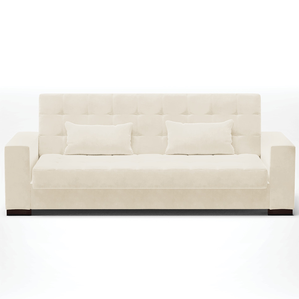 Sofá Cama Decorativo 210cm Beesley Veludo Off White G19 - Gran Belo