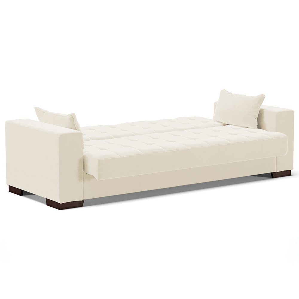 Sofá Cama Decorativo 210cm Beesley Veludo Off White G19 - Gran Belo