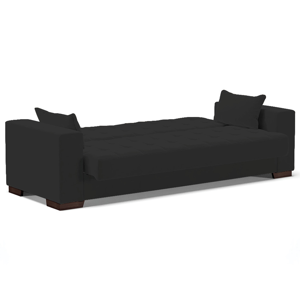 Sofá Cama Decorativo 210cm Beesley Veludo Preto G19 - Gran Belo
