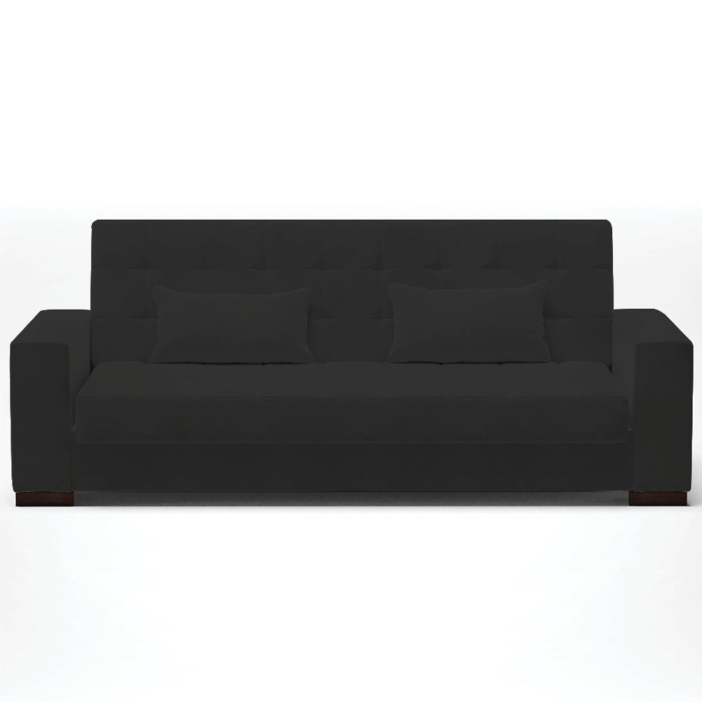 Sofá Cama Decorativo 210cm Beesley Veludo Preto G19 - Gran Belo