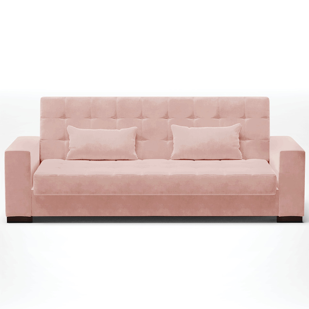 Sofá Cama Decorativo 210cm Beesley Veludo Rose G19 - Gran Belo