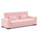 Sofá Cama Decorativo 210cm Pés em Madeira Beesley Suede Rosa G19 - Gran Belo