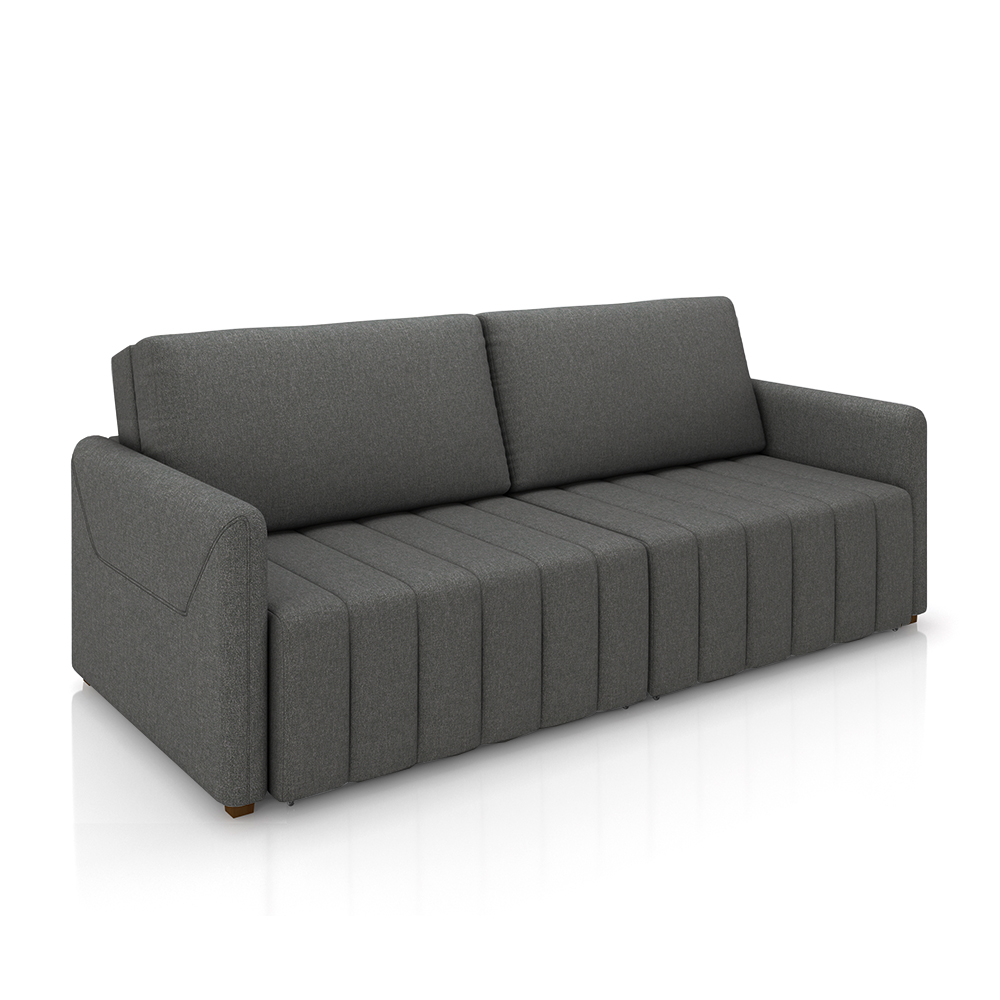 Sofá-Cama Decorativo Retrátil Thanos 2 Lugares 192cm Linho Grafite G45 - Gran Belo