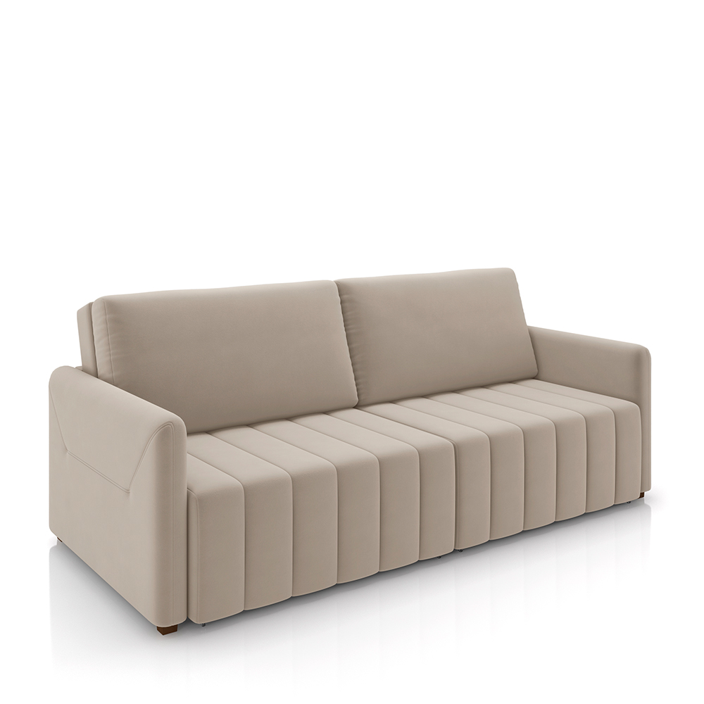 Sofá-Cama Decorativo Retrátil Thanos 2 Lugares 192cm Veludo Bege G45 - Gran Belo