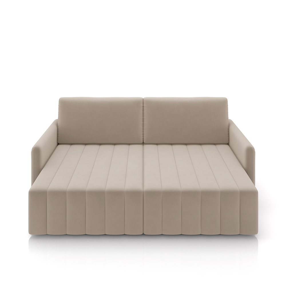 Sofá-Cama Decorativo Retrátil Thanos 2 Lugares 192cm Veludo Bege G45 - Gran Belo