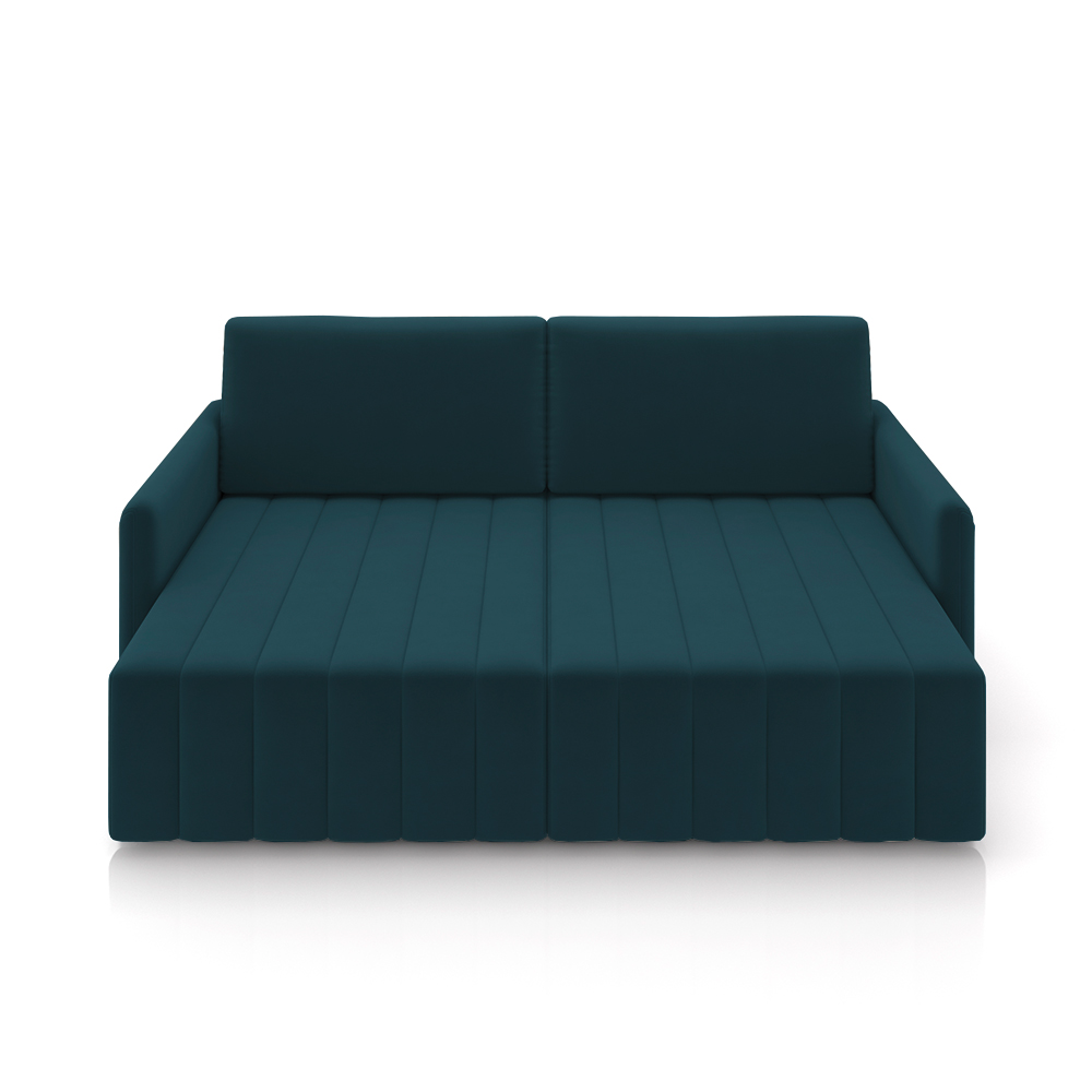 Sofá-Cama Decorativo Retrátil Thanos 2 Lugares 220cm Veludo Azul Marinho G45 - Gran Belo
