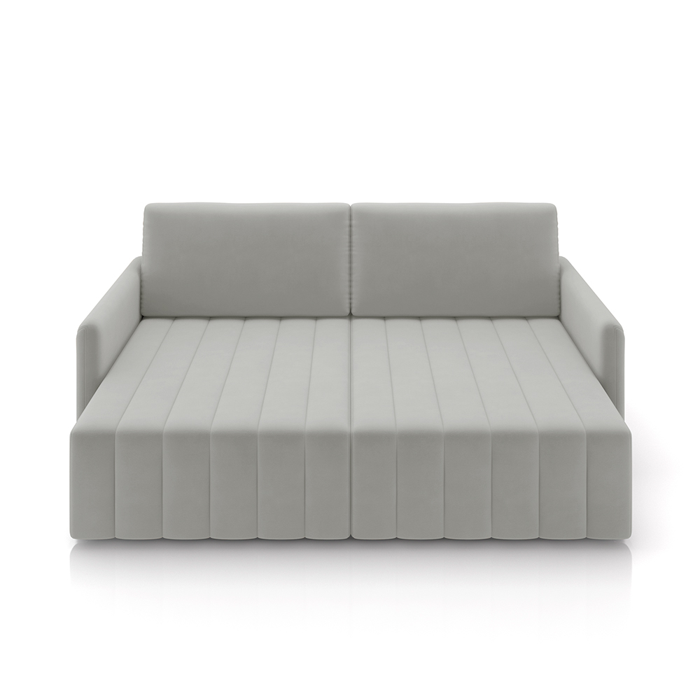 Sofá-Cama Decorativo Retrátil Thanos 2 Lugares 220cm Veludo Cinza G45 - Gran Belo