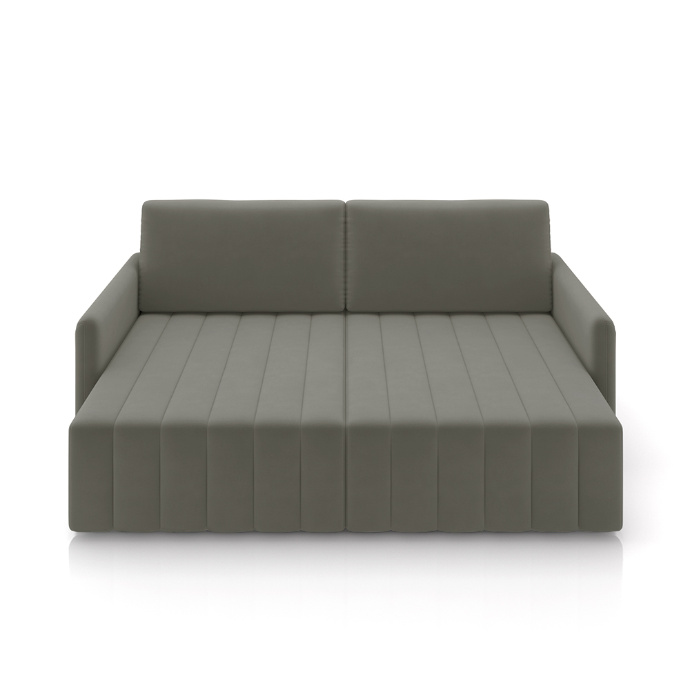 Sofá-Cama Decorativo Retrátil Thanos 2 Lugares 220cm Veludo Grafite G45 - Gran Belo