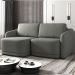 Sofá Cama Modulado Retrátil e Reclinável Decorativo Varsóvia 196cm Linho Cinza Chumbo G33 - Gran Belo