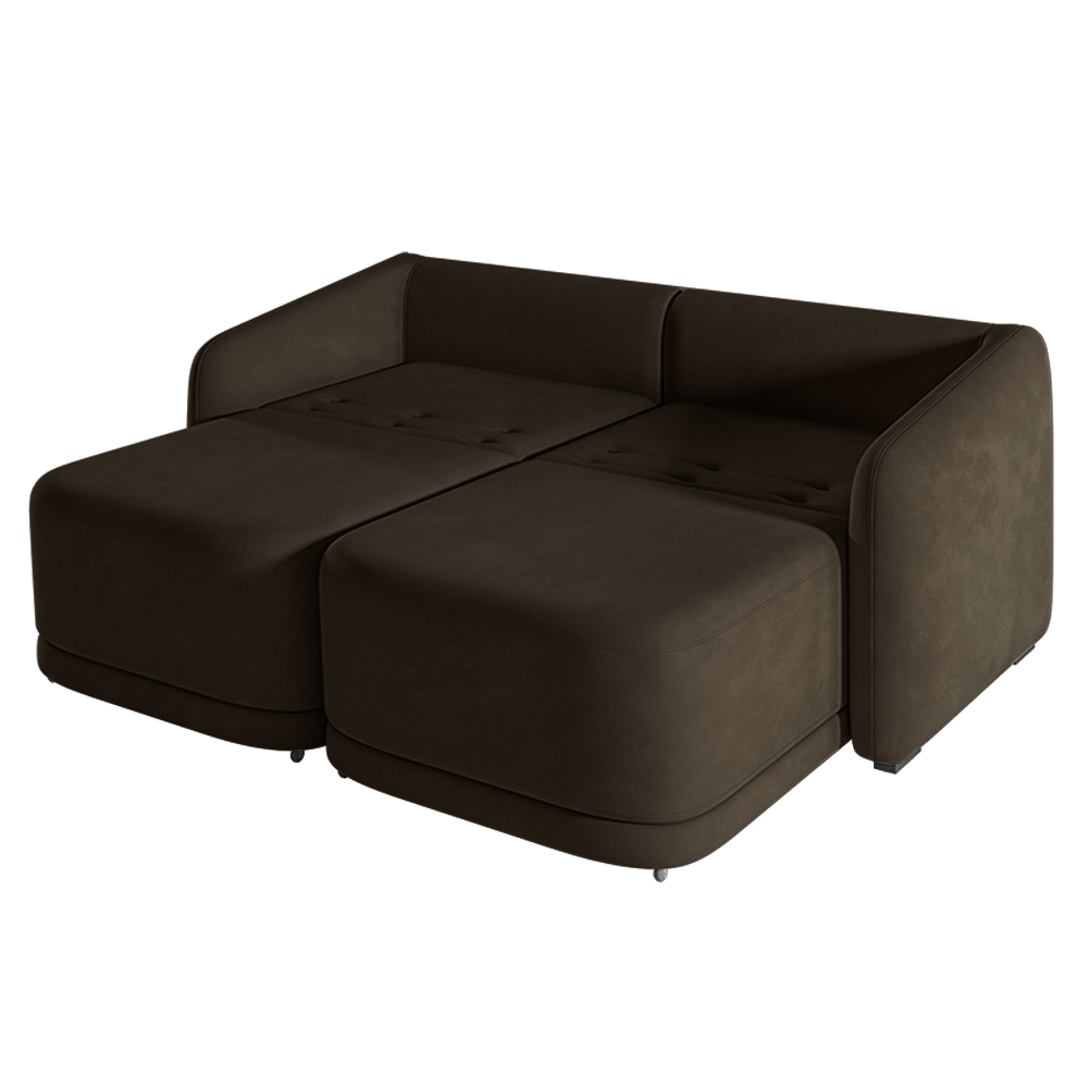 Sofá Cama Modulado Retrátil e Reclinável Decorativo Varsóvia 196cm Veludo Marrom G33 - Gran Belo