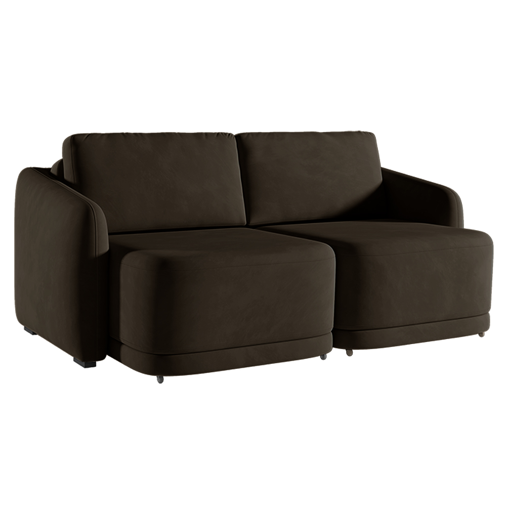 Sofá Cama Modulado Retrátil e Reclinável Decorativo Varsóvia 196cm Veludo Marrom G33 - Gran Belo