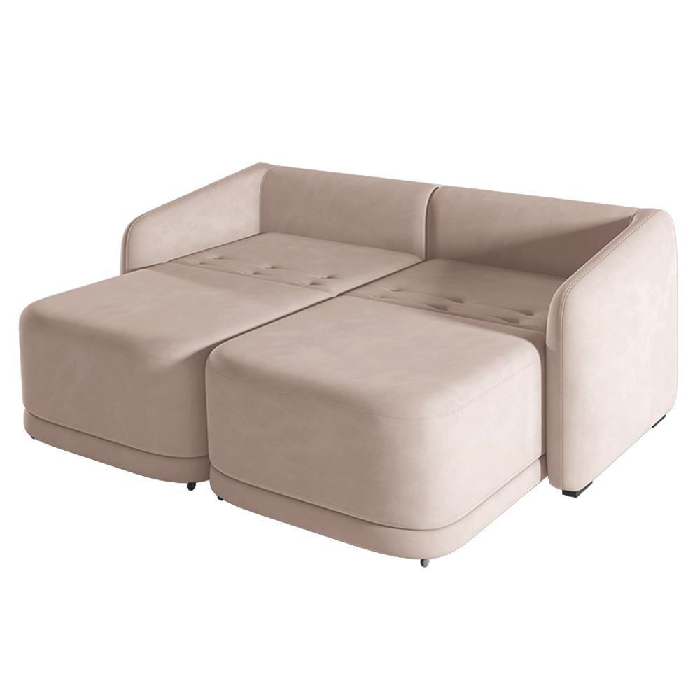 Sofá Cama Modulado Retrátil e Reclinável Decorativo Varsóvia 196cm Veludo Rosê G33 - Gran Belo