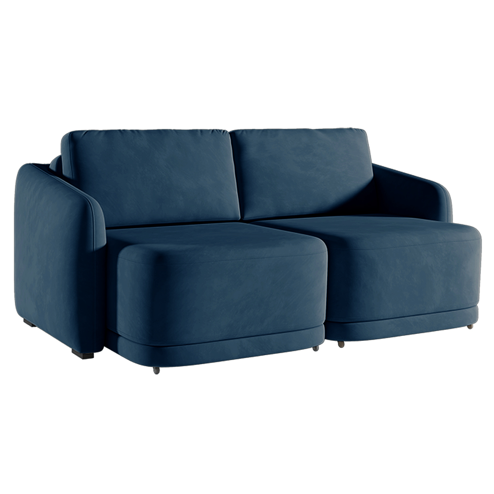 Sofá Cama Modulado Retrátil e Reclinável Decorativo Varsóvia 216cm Veludo Azul Marinho G33 - Gran Belo