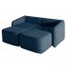 Sofá Cama Modulado Retrátil e Reclinável Decorativo Varsóvia 216cm Veludo Azul Marinho G33 - Gran Belo