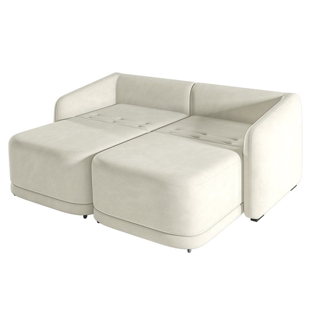Sofá Cama Modulado Retrátil e Reclinável Decorativo Varsóvia 216cm Veludo Bege G33 - Gran Belo