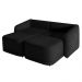 Sofá Cama Modulado Retrátil e Reclinável Decorativo Varsóvia 216cm Veludo Preto G33 - Gran Belo