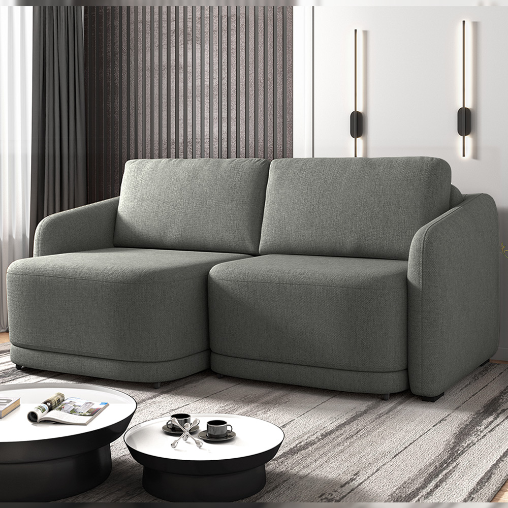 Sofá Cama Modulado Retrátil e Reclinável Decorativo Varsóvia 236cm Linho Cinza Chumbo G33 - Gran Belo